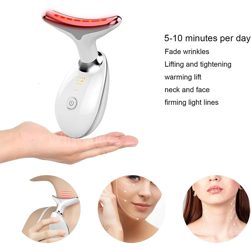 7 Colors Anti Wrinkle Massager Neck Face Beauty Device Skin Tighten Lift Device Reduce Double Chin Skin Care Tool 250422
