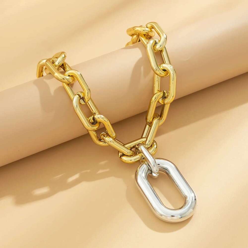 Thick Chains With Big Elliptical Pendant Necklace For Women Trendy Charms Ladies Collar On Neck Accessories 2023 Fashion Jewelry