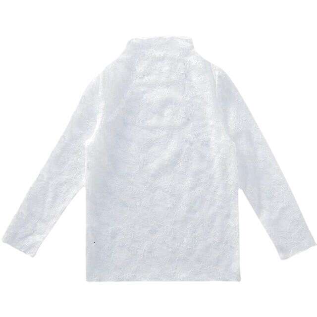 Girls' Lace Base Shirt, Spring/Summer Long Sleeved T-Shirt, 2025 New Style, Fashionable And Trendy Children, White Interior For Little Girls