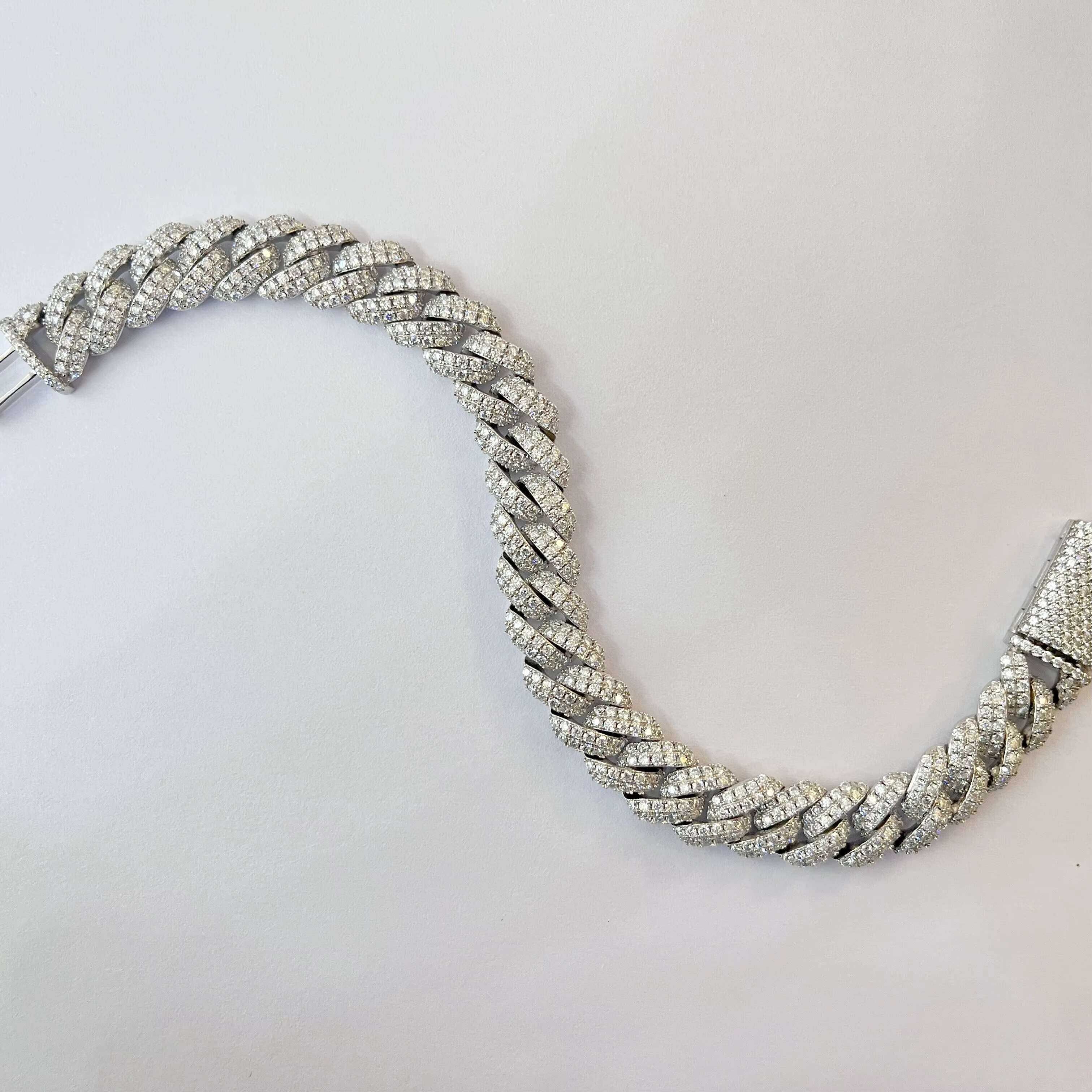 Best Quality Bracelet Moissanite Jewelry 10mm Cuban Link Chain Moissanite Bracelet for Men Women