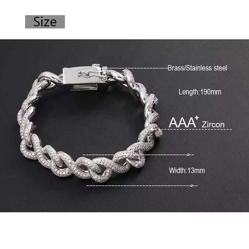 Authentic Zircon Luxury Fork Cuban Link Chain Ice Bracelet for Men Hip Hop Jewelry