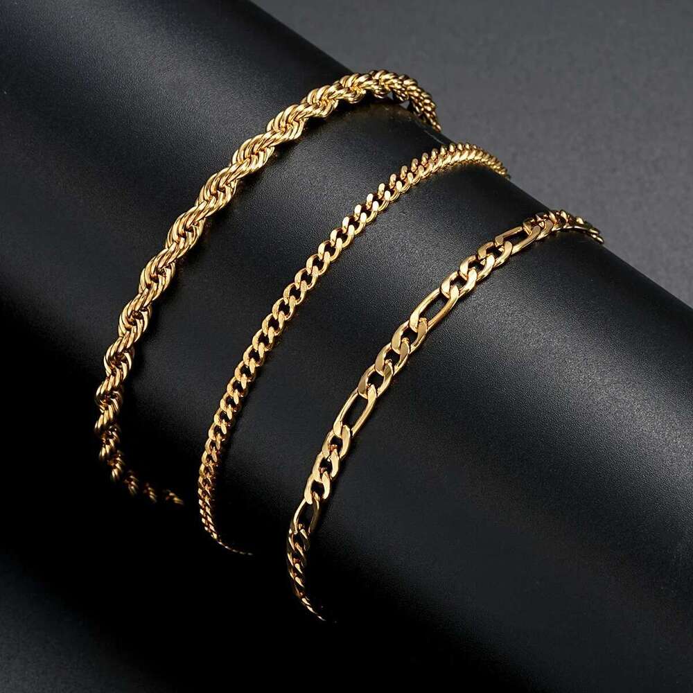 3Pcs/Set Stainless Steel Punk Cuban Chain For Men Minimalist Sier Color Hip Hop Bracelet Party Fashion Jewelry Gifts