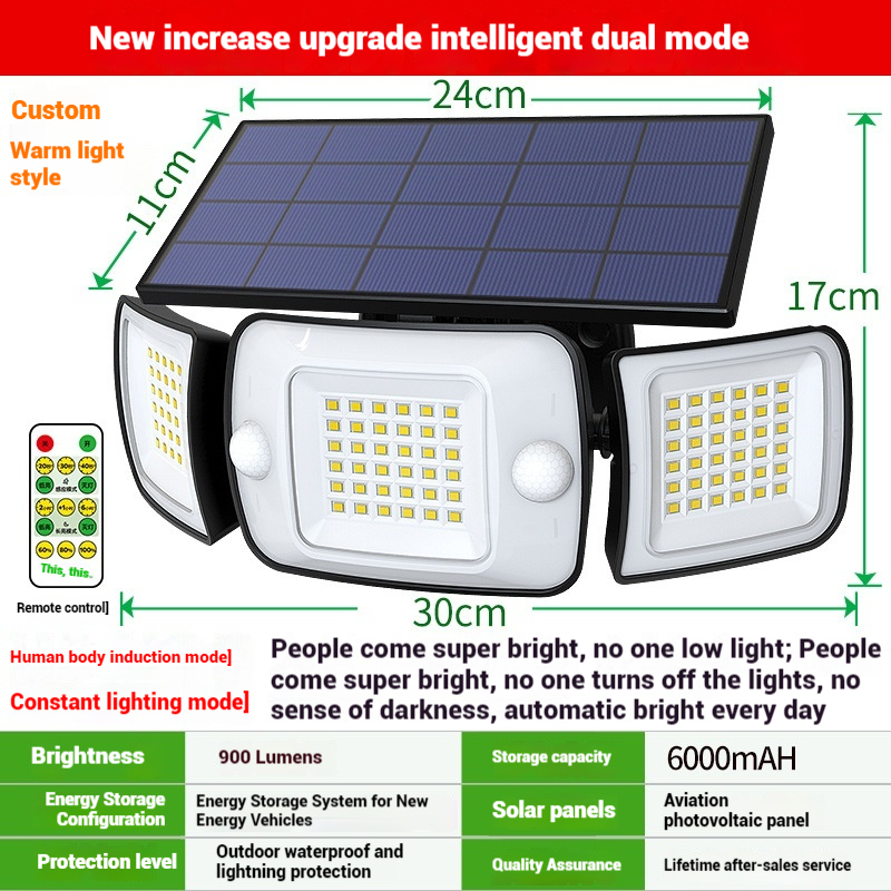 Solar Light Outdoor 328/348 LED Integrated Super Bright Motion Sensor Strong Power IP65 Waterproof 3 Working Modes Garden Wall