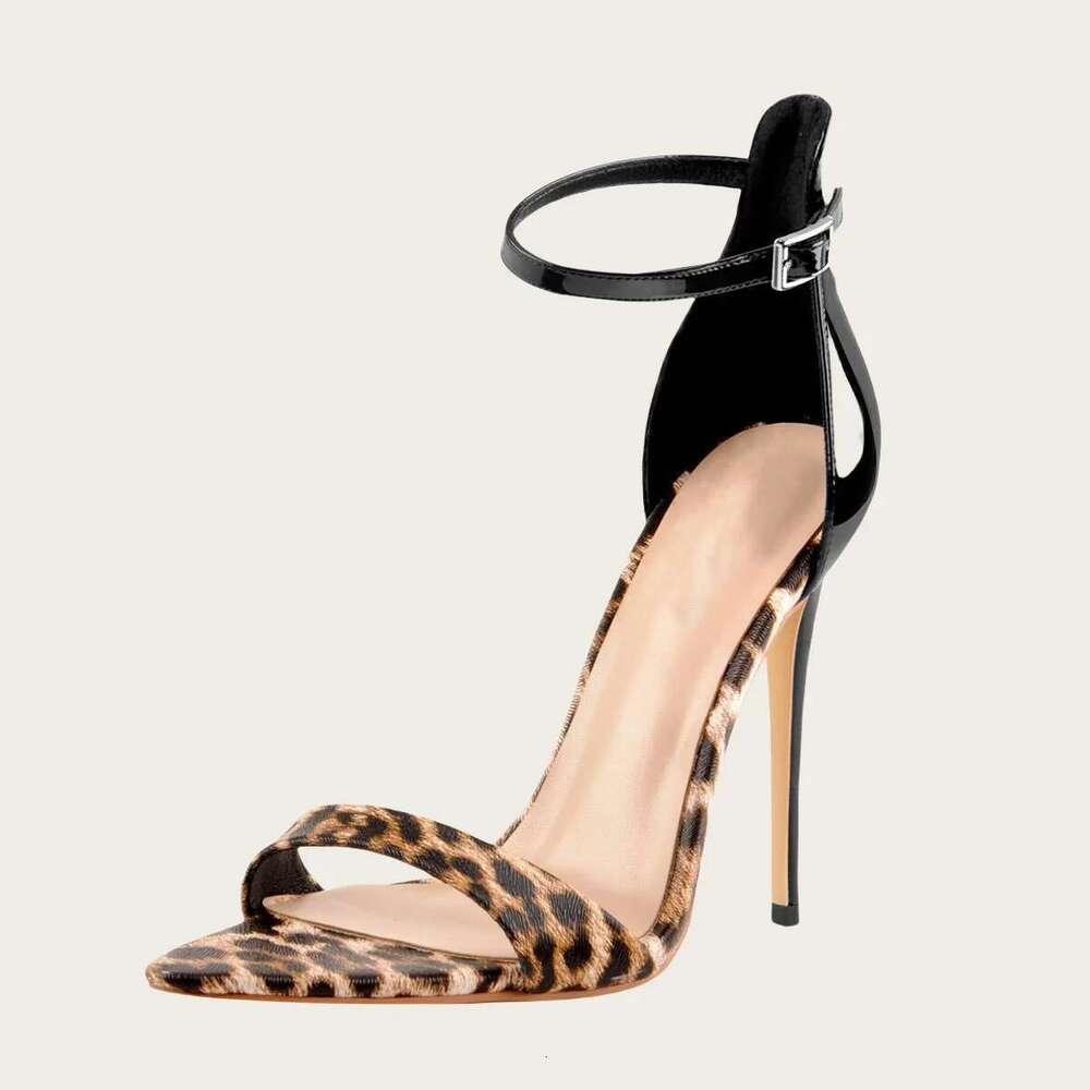 Fashionable Sexy Leopard Print High Color Blocked Open Toe Stiletto Heels For Dinner Party Dress Shoes Women