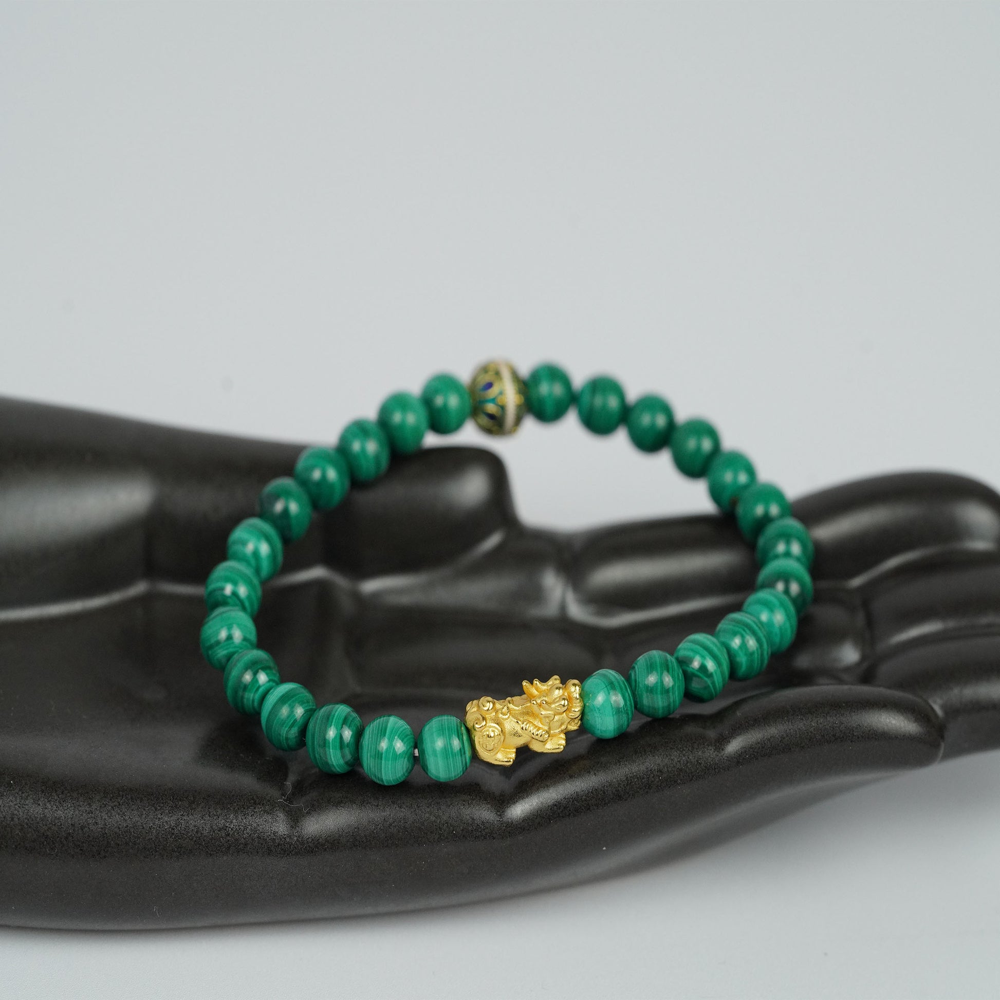 PI Xiu Good Luck Crystal Bracelet Amulet with Green Stone Details Handcrafted Jewelry Accessory
