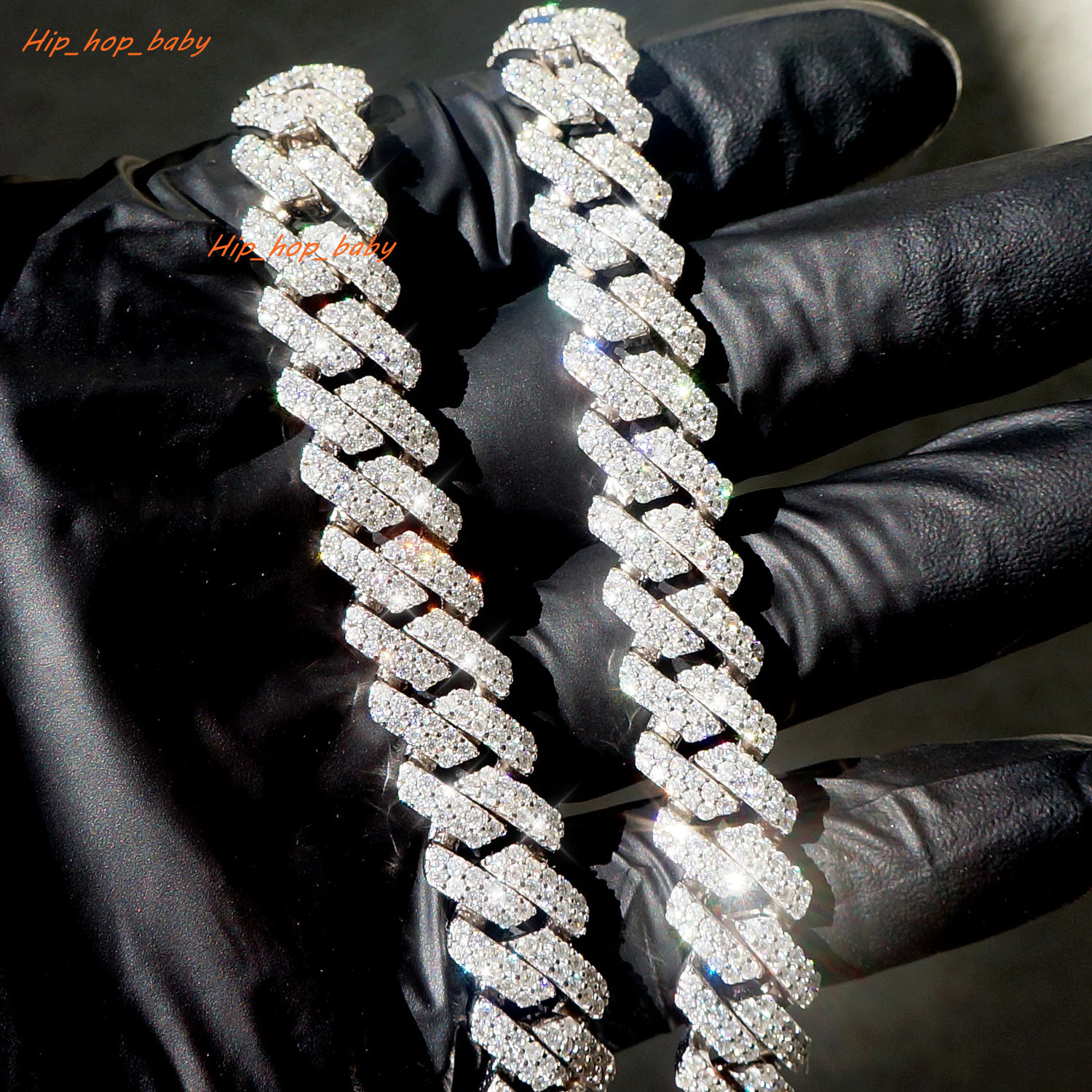 Master Rocks Moissanite Cuban Chain Hiphop Jewelry S925 Silver 12mm/15mm Moissanite Cuban Chain
