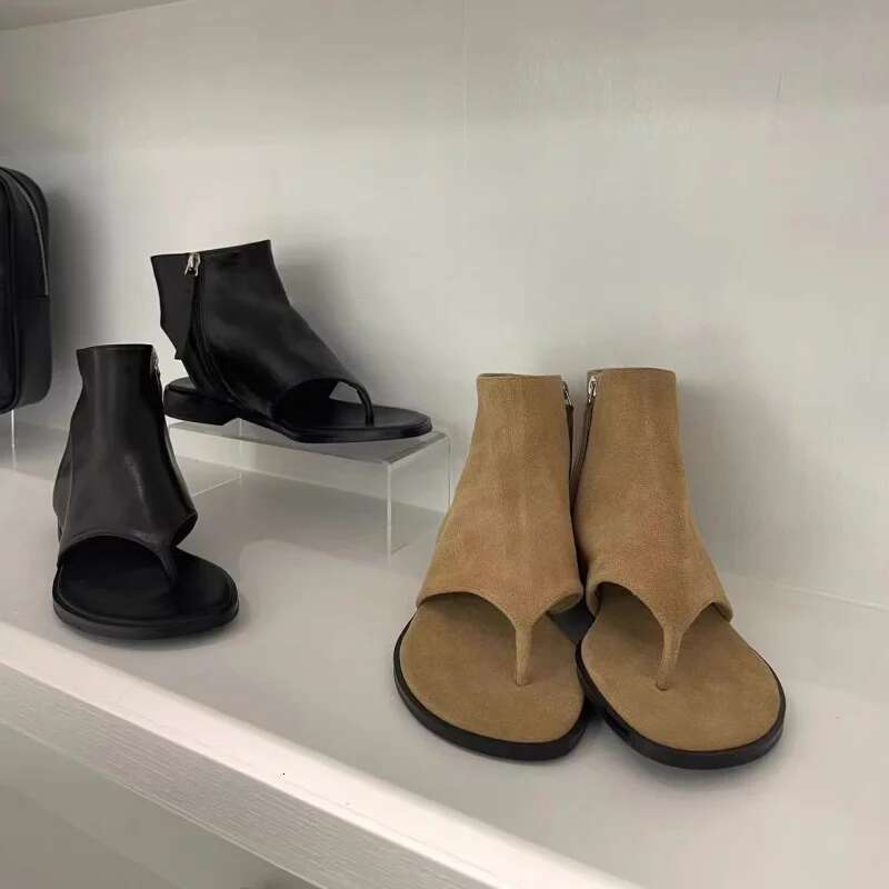 Fashion Brand Open Toe Sandals Side Zipper Flats Outdoor Comfortable Casual Shoes Women Party Flip Flops