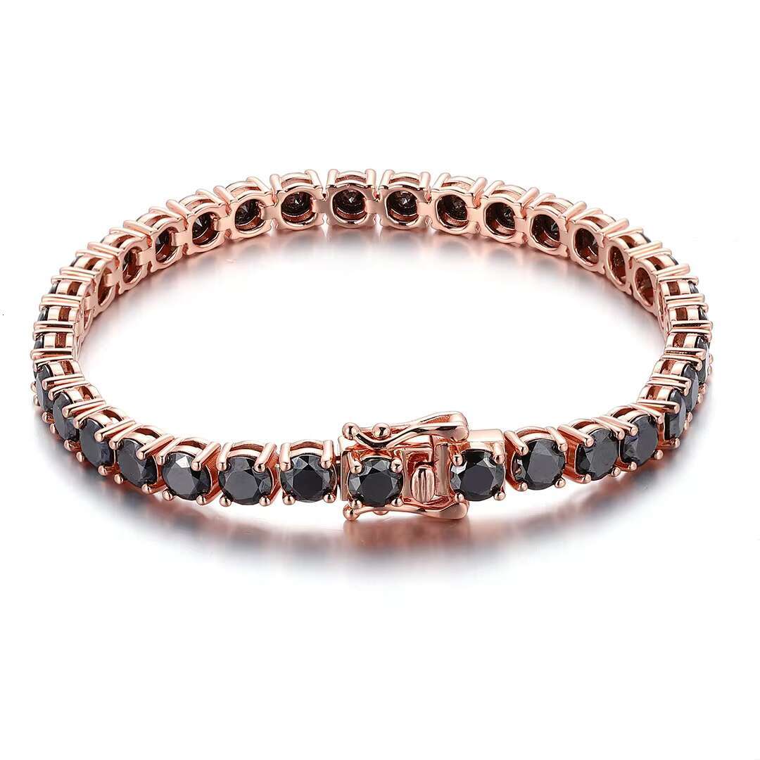 5mm Black Round Moissanite Gemstone Tennis Bracelet VVS Clarity 6.5INCHES with Double Clasp Security for Women Everyday Wearing