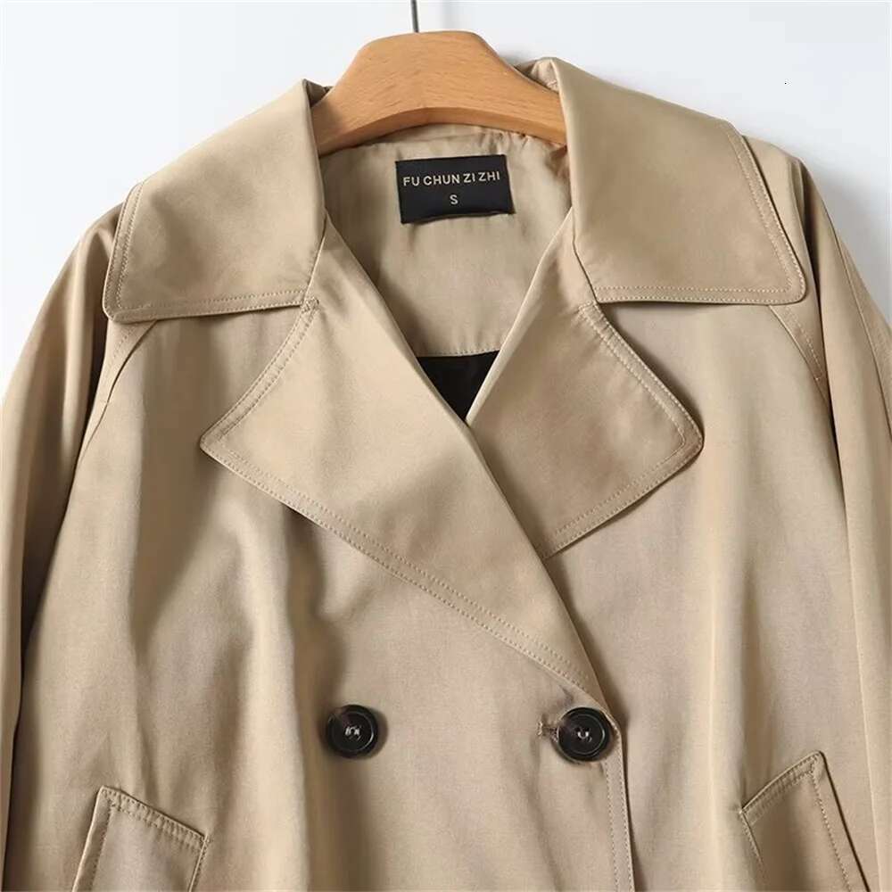 PB&ZA Autumn New Product Fashion Casual Women's Wear Flip Collar Long Sleeve Double breasted Loose Windbreaker Jacket