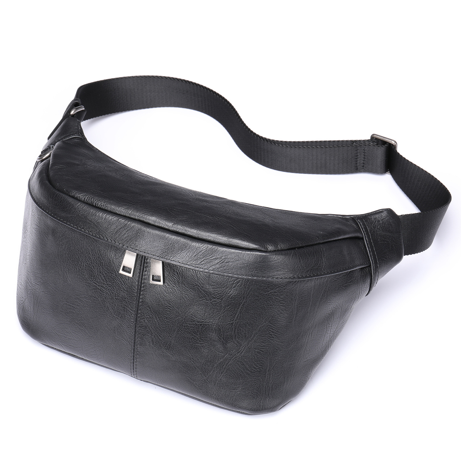 Maronite Trendy Fashion Top layer Cowhide Men's Chest Wear resistant Large Capacity Outdoor Genuine Leather Waist Bag for Men
