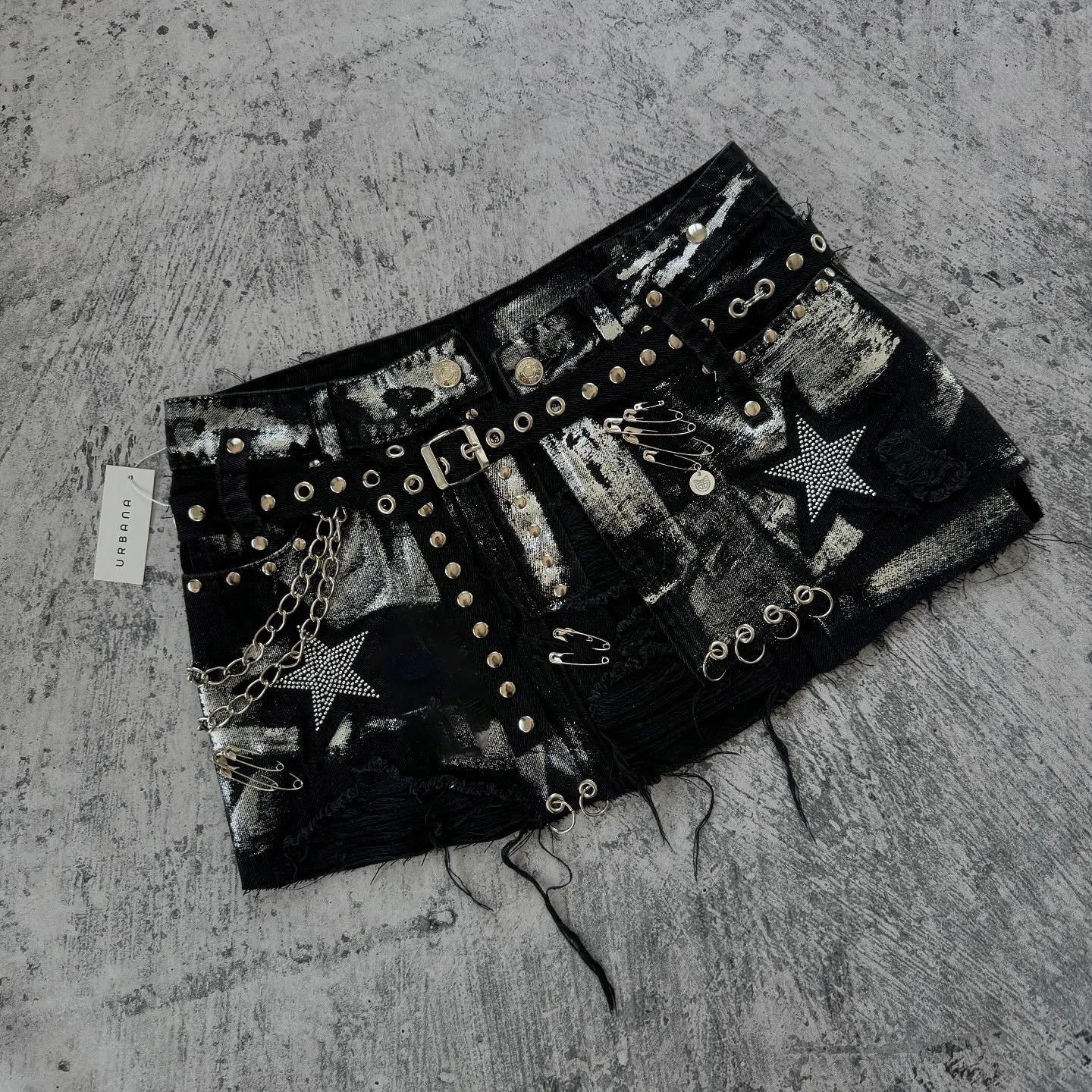 Womens Y2K snowboard Harajuku Gothic hip-hop retro rhinestone sequin bag denim short waist ultra-thin mini sprint 250427
