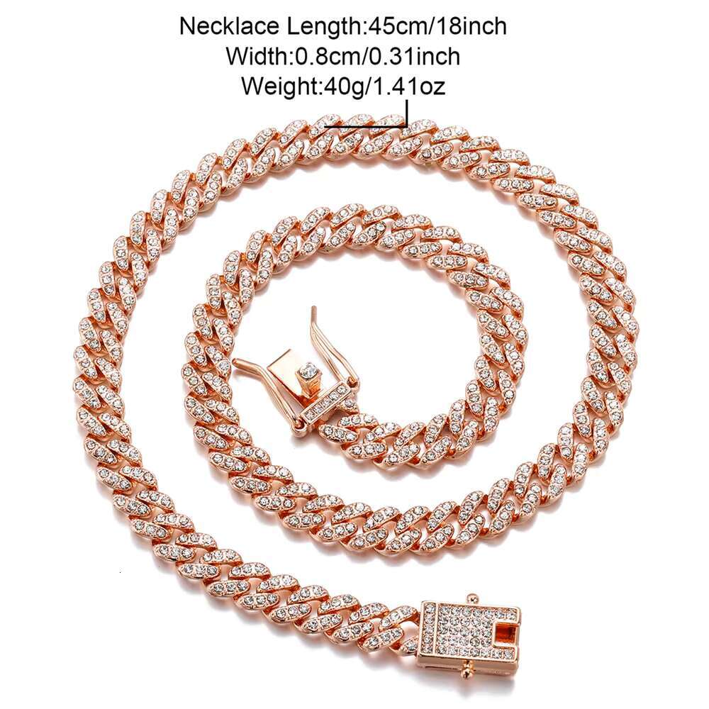TikTok Viral Layered CZ Chains Set 8mm 18 Iced Out Bling Cuban Chain Necklace Hiphop Jewelry for Man Woman