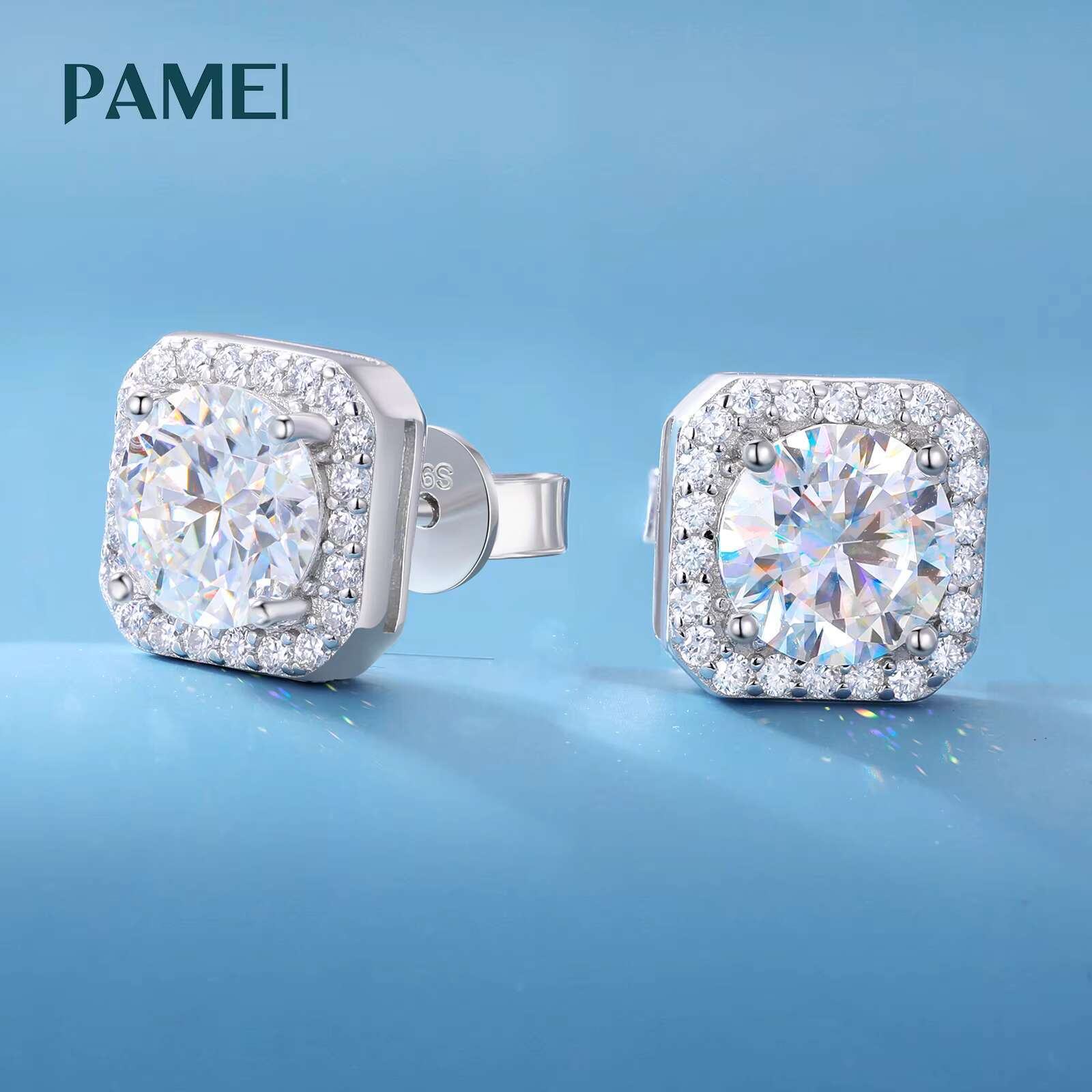 Hypoallergenic Fashion Jewelry Wholesale 3mm-7mm 925 Sterling Silver VVS Moissanite Diamond Halo Stud Earrings for Women