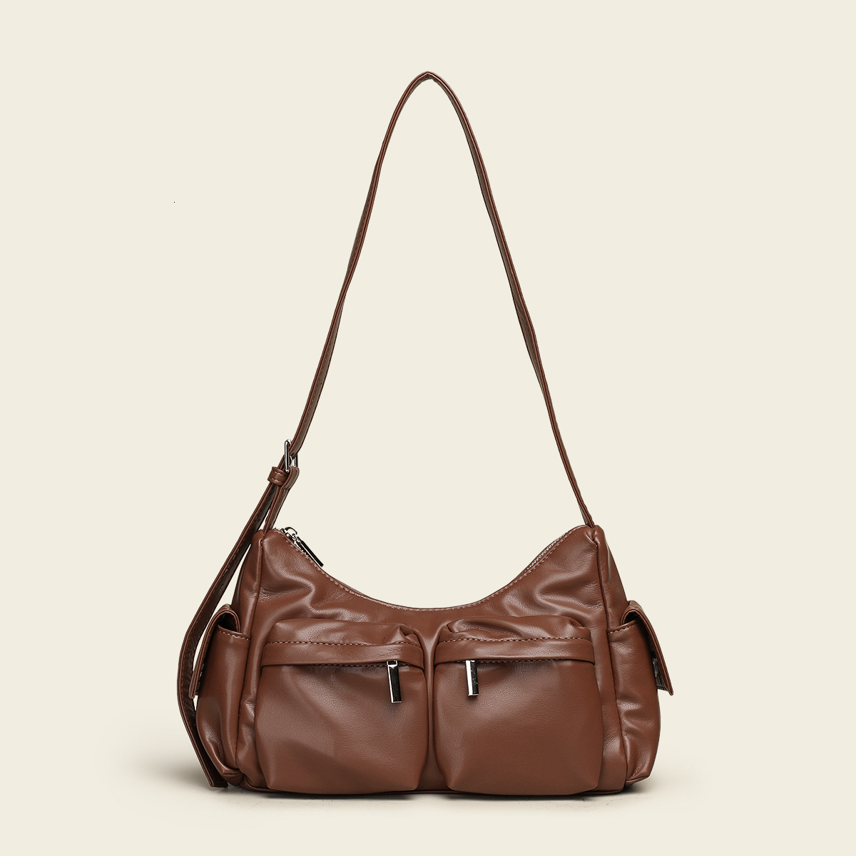 designer bag Multi pocket underarm simple texture soft leather single shoulder women's bag versatile and fashionable pleated crossbody bag