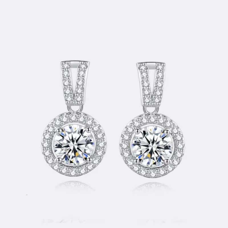 Sparkling VVS Iced Out Moissanite Earring Men Women Cluster Hiphop 925 Silver Moissanite Earring