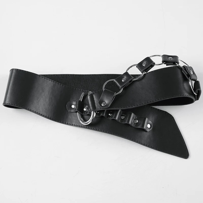 SUCHCUTE Fashion Adjustable Waistband Women Vintage 2000s PU Leather Belt Y2k Punk Chain Belt Waist Ornament Daily Decorations 250430