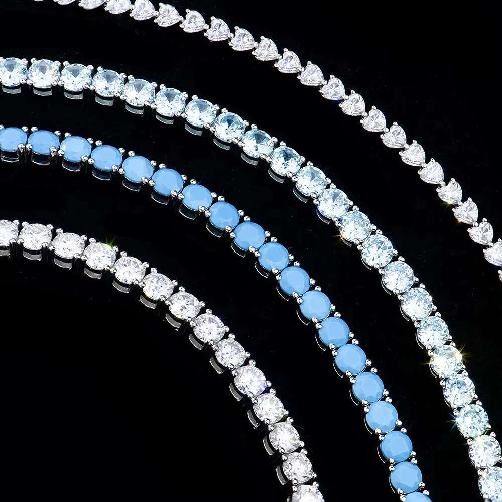 Trendy 925 Sterling Silver Tennis Moissanite Bracelet 4mm Round/Heart Moissanite/CZ/Nano Tennis Bracelet Fashion Jewelry