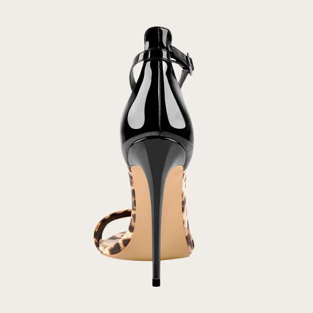 Fashionable Sexy Leopard Print High Color Blocked Open Toe Stiletto Heels For Dinner Party Dress Shoes Women