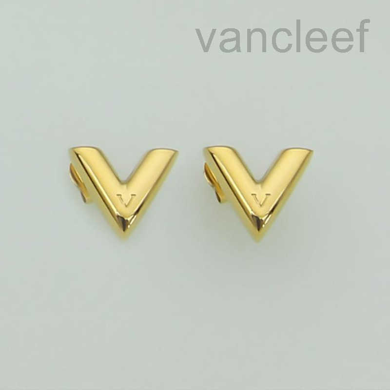 Luxury Earring Stud Women Stainless Steel Couple Gold V Earring Fashion Jewelry gifts for woman Accessories wholesale