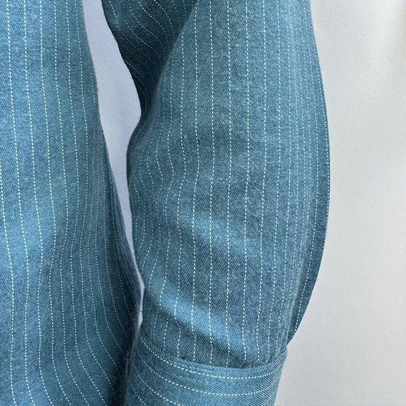 mens plain weave long sleeved pure cotton formal suit soft comfortable casual and fashionable flannel shirt clothing size 7XL 6XL 250427
