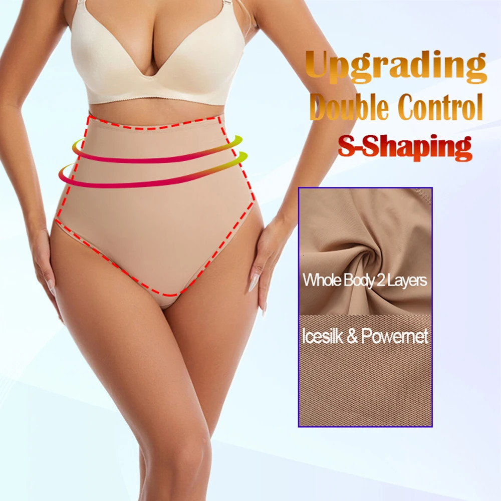 Women Thong Shapewear High Waist Body Shaper Tummy Control Stretch Black Sexy Slimming Underwear Smooth Body Nude T-Back Brief 250424