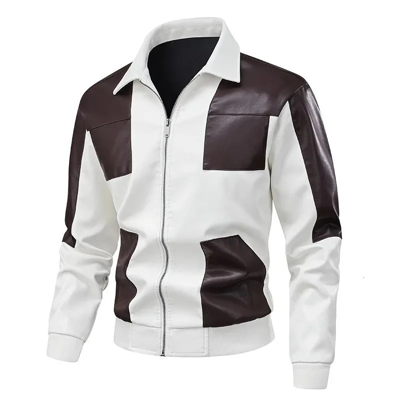 Mens ultrathin motorcycle leather jacket casual PU mens stand up collar Jaquetas highquality 250428