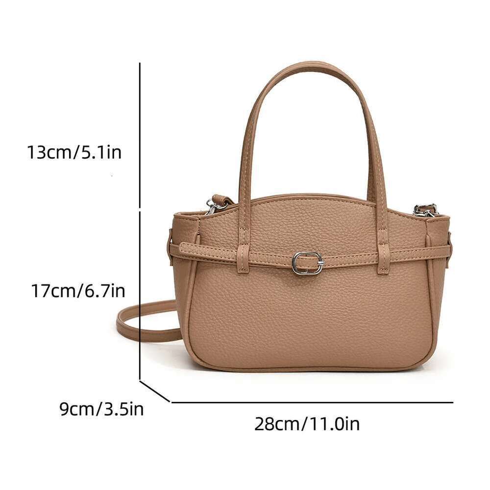 Brand Women S Designer Handbag PU Buckle Design Top Handle Large Capacity Stylish Satchel Solid Shoulder Bag Bag