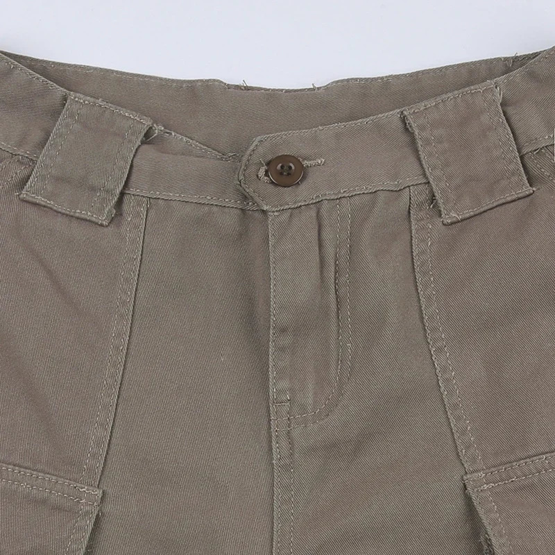 Retro Pocket Patch Cargo Jeans Shorts Womens Low Waist Y2k Harajuku Denim Shorts Street Clothing Solid Tight Women 250427