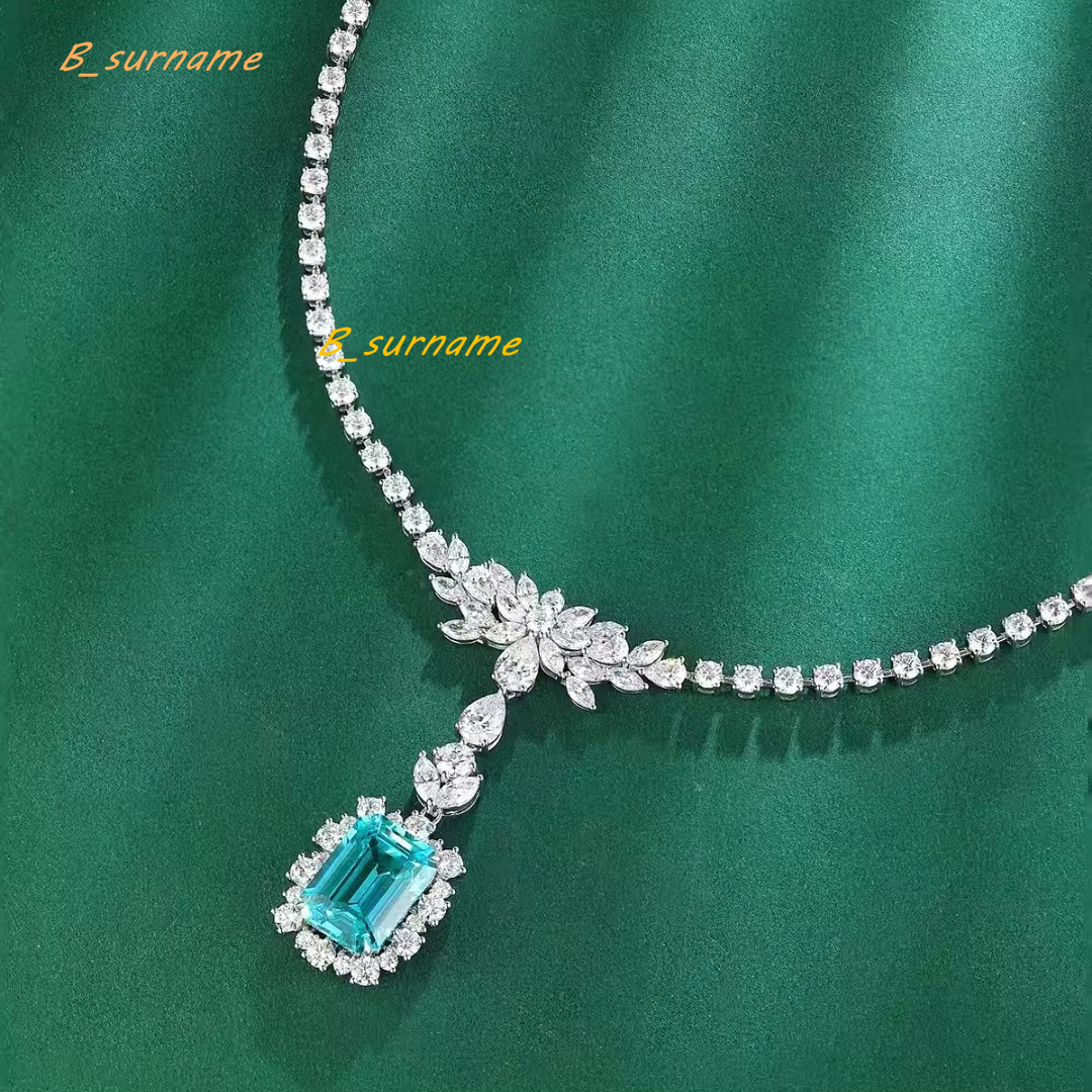Fine Jewelry Paraiba Pendant Diamond Necklace 18K 14K Pure Gold Necklace Custom Paraiba Lab Diamond Necklace