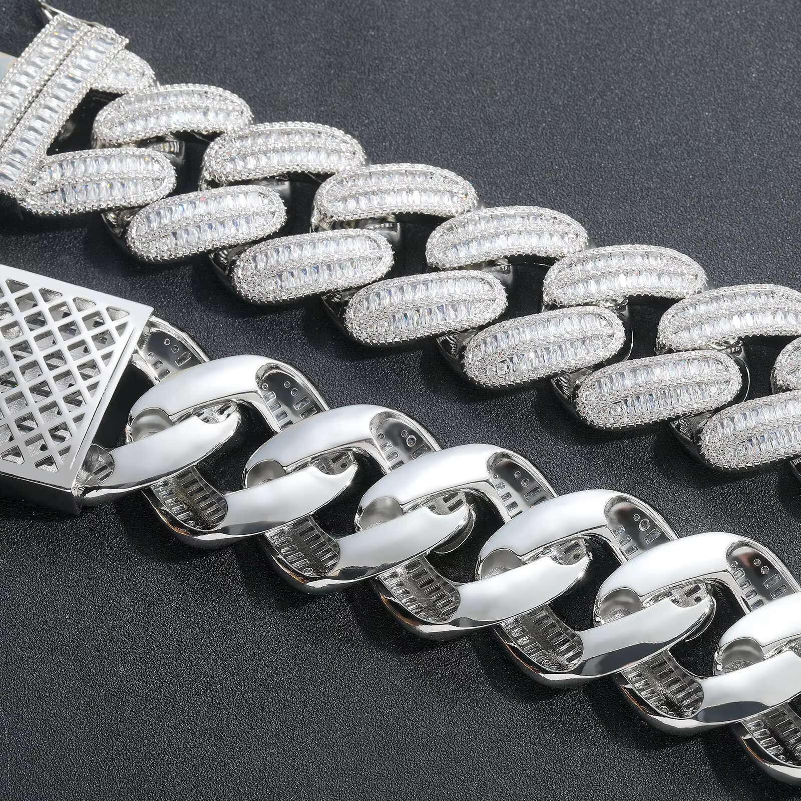 BES 40MM Men Hip Hop Jewelry Cuban Chain Bracelet Gold Plated Iced Out Cz Prong Cuban Link Chain Bracelet Diamond Cuban Chain
