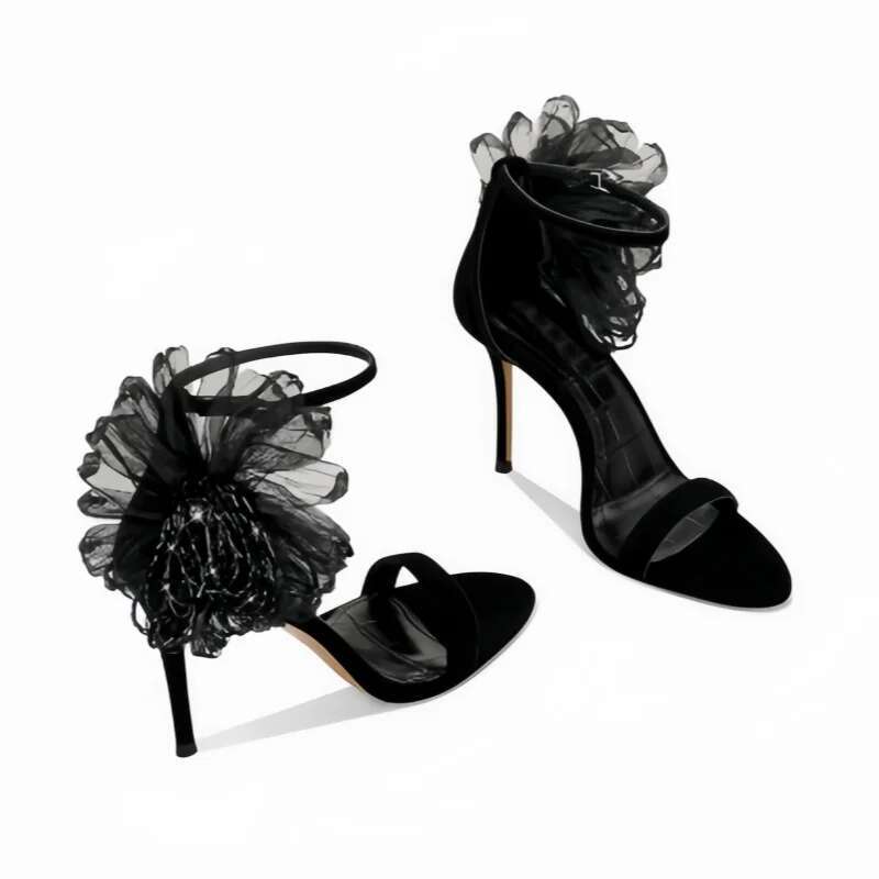 Quality Shoes Sexy Heels Flower High Heel Sandal Buckle Ankle Strap Sandals Fashion Party Women Shoe