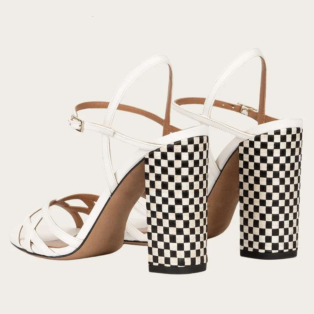 Plus Size Round Block Women Open Toe High Heels Thin Strap Thick Heel Fashion Sandals Casual Shoes