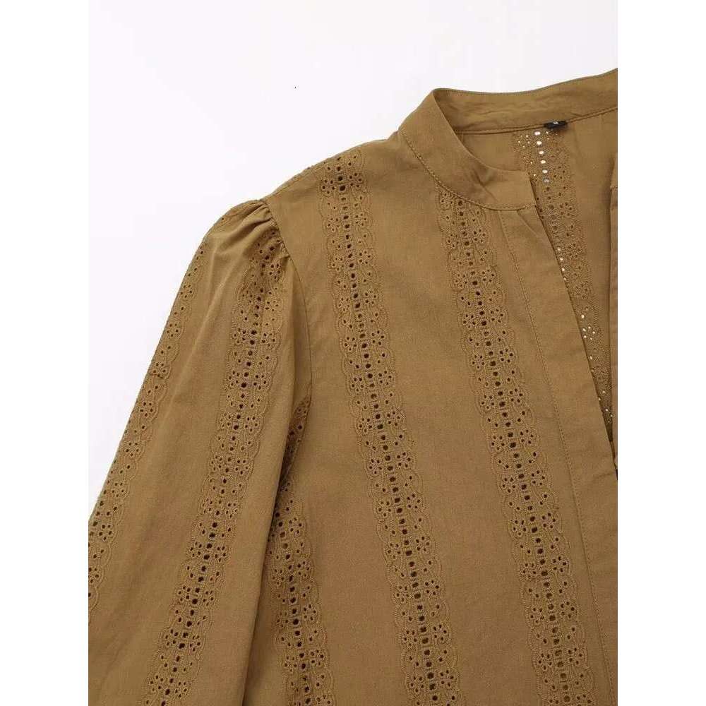 autumn new fashion women's clothing temperament embroidered cotton long-sleeved lapel casual shirt