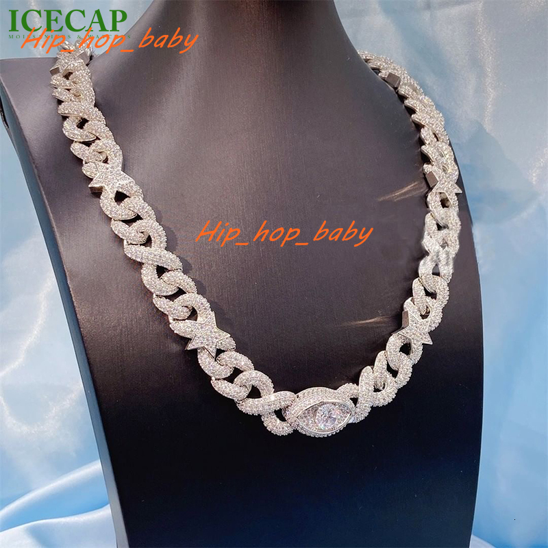 Iced Out Hip Hop Fashion Jewelry Body Chain 18mm Cuban Chain Pass the Daimon Sterling Silver 925 Moissanite Diamond Cuban Chain