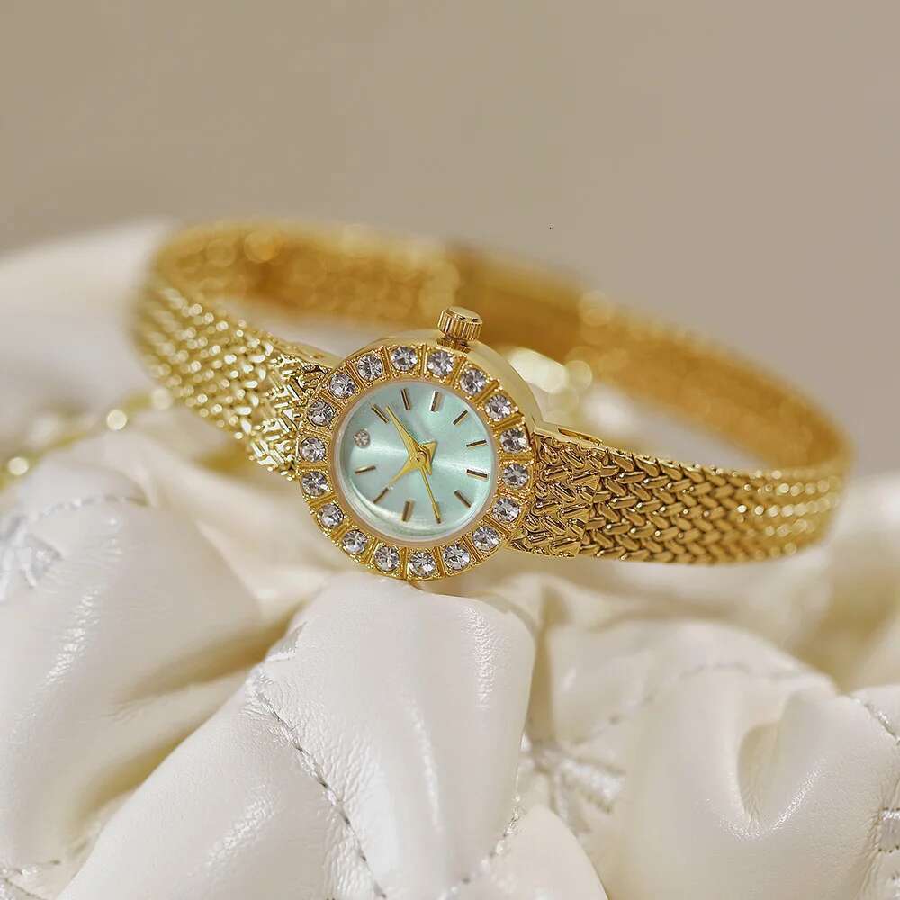 New Ladies Watches High-End Elegant Dia Green Dial Quartz Watch Women's Vintage Dress Bracelet Wristwatch Gift Clock
