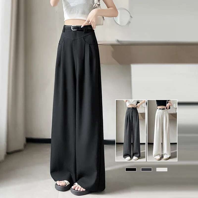 Spring Summer Black Suit Haren Pants Women Fashion Elastic High Waist Casual Trousers Woman Korean Style Solid Office Pant