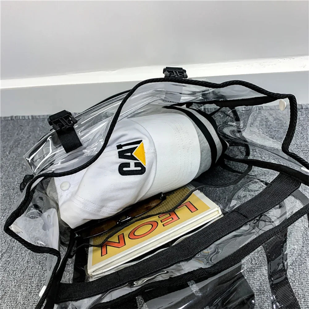 Transparent PVC laptop backpack waterproof fashion student backpack unisex large capacity transparent backpack approved for sports field 250427