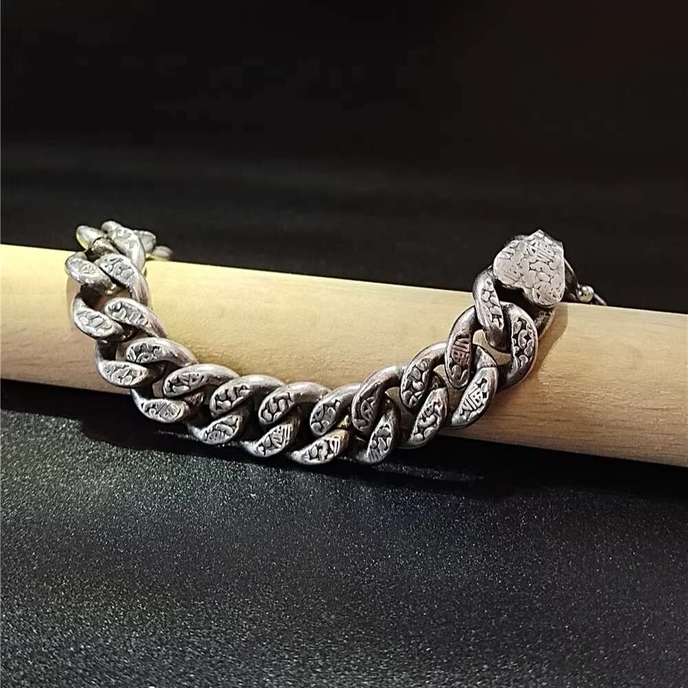 Wholesale Hip Hop Jewelry Luxury Silver 925 Cuban Bracelet Vintage Gothic Men Cuban Link Bracelet