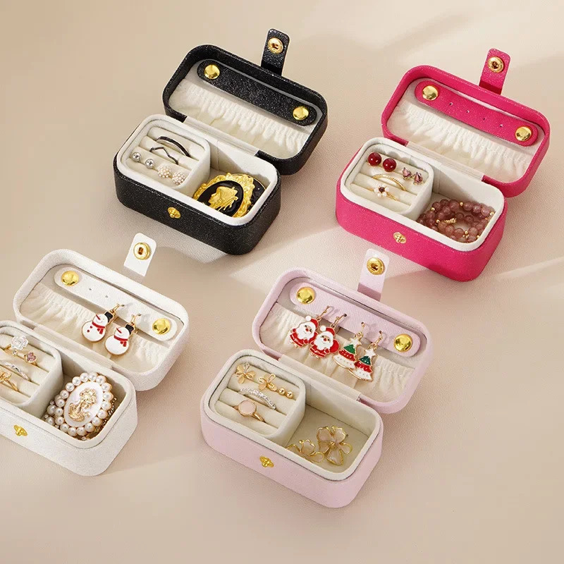 Square Pu Leather Solid Pink Color Jewelry Boxes for Women Ring Necklace Earrings Storage Daity Travel Portable Cases Wholesale 250428