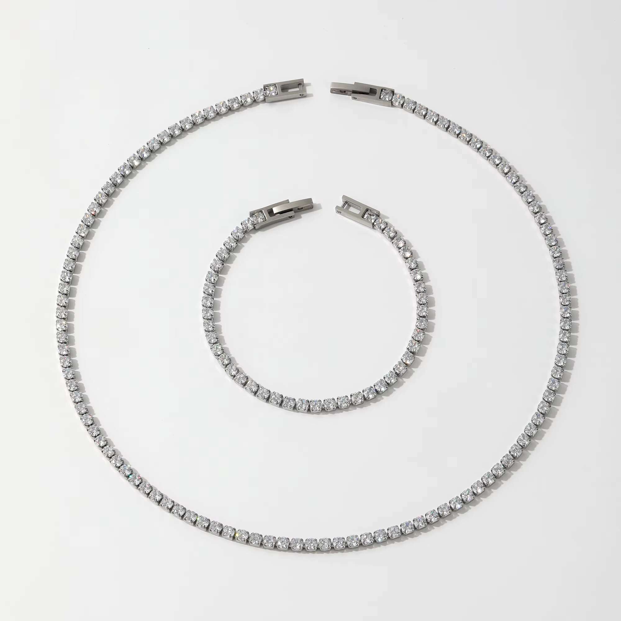 Waterproof Tarnish Free 18K Gold Plated Luxury Zirconia Pave Stainless Steel Tennis Necklace Fashion Jewelry