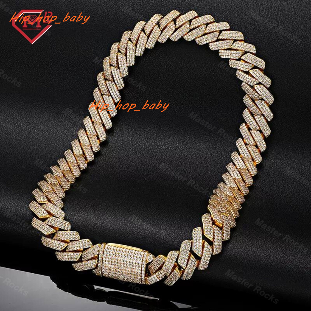 Luxury 20MM Miami Cuban Link Chain 925 Sterling Silver Hiphop Iced Out Moissanite Cuban Link Chain