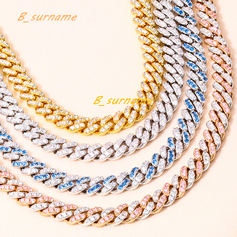 Wholesale RTS Stock 8mm 18K Gold Plated Brass Prong Set AAAAA CZ Diamond Iced Out Miami Cuban Link Chain Necklace for Men Women