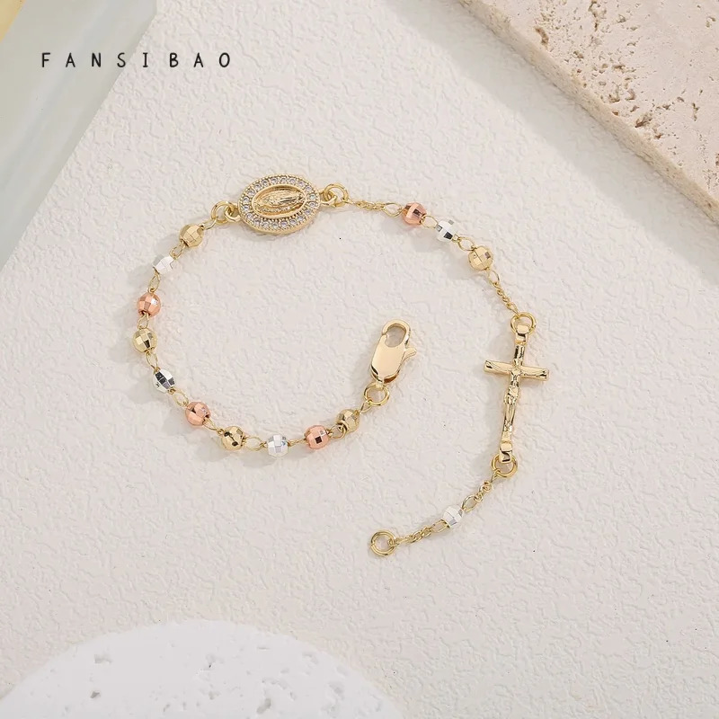 FanSibao Virgin Mary Rose Bead Bracelet Womens Bracelet Fashion Accessories Original Bracelet Jewelry 250428