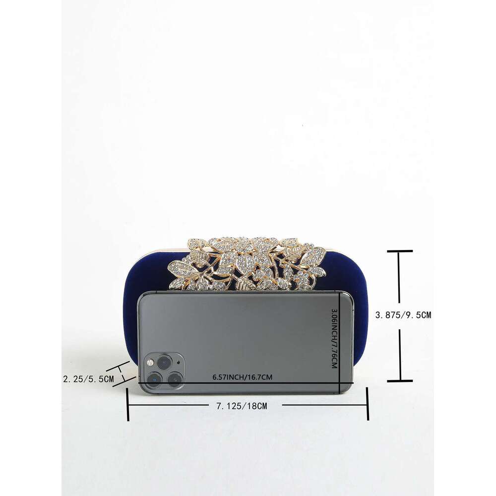 Rhinestone Clutch Bag With Crystal Floral Clasp Women Evening Handbag Formal Party Purse