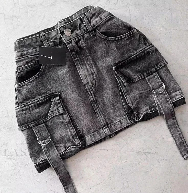 Retro Blue Multi Pocket Denim Shorts Womens Y2K Short Skirt Fashion Gothic Cargo Baggy Denim Shorts High Waist Slim Mini Skirt 250428