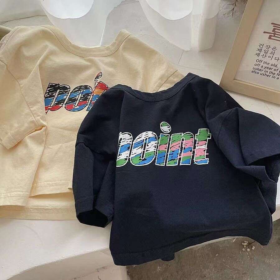 Korean Children's Clothing Short Sleeved T-Shirt For Boys And Girls, 2025 Summer Fashion Cartoon Printed Round Neck Loose Top