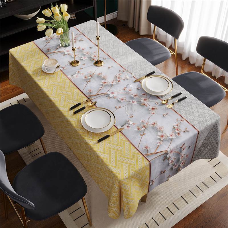T0444 high-grade light luxury tablecloth waterproof, oil-proof, scalding-proof and wash-free PVC simple tablecloth new coffee table mat
