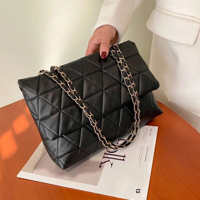 Fashion Embroidery Plaid Crossbody Bags, Casual Chain Shoulder Bag For Women Daily Used