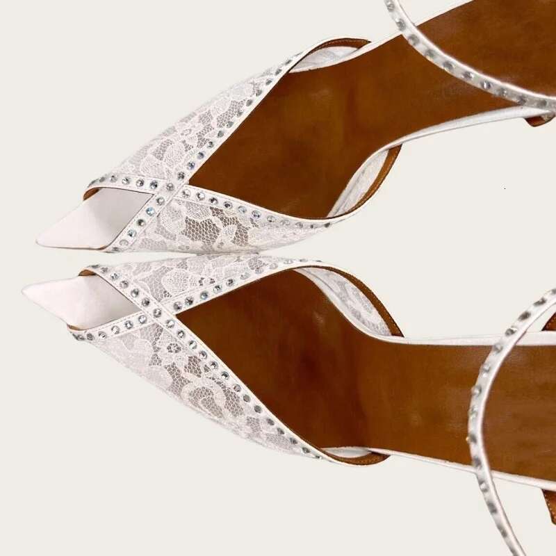 Sexy Lace Women's Pointed Open Toe Ankle Strap Buckle High Heels Wedding Banquet Shoes Women