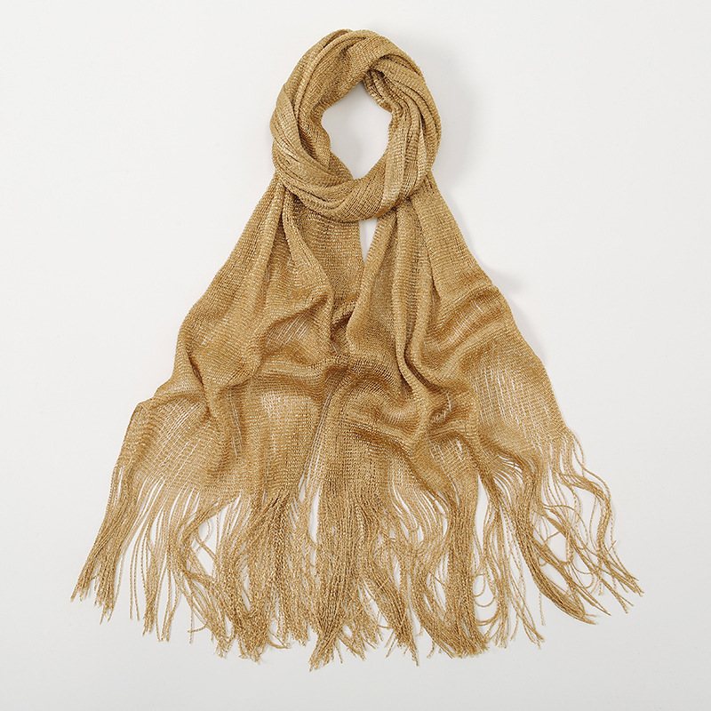 K588 Summer European and American new pure color all-match bikini shawl cross-border hot-selling gold and silver silk sunscreen outer shawl flat scarf